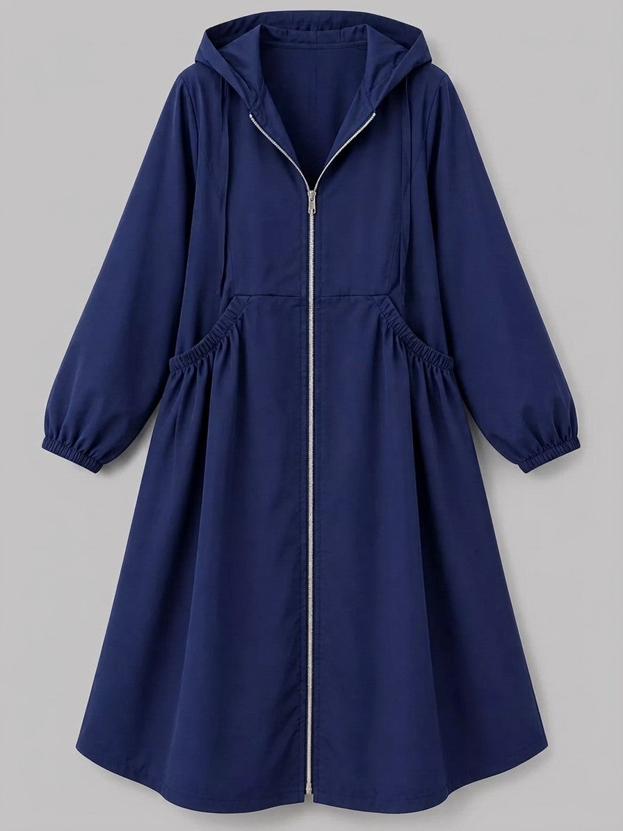 Peccioli Women's Hooded Swing Windbreaker Coat — navy — packshot