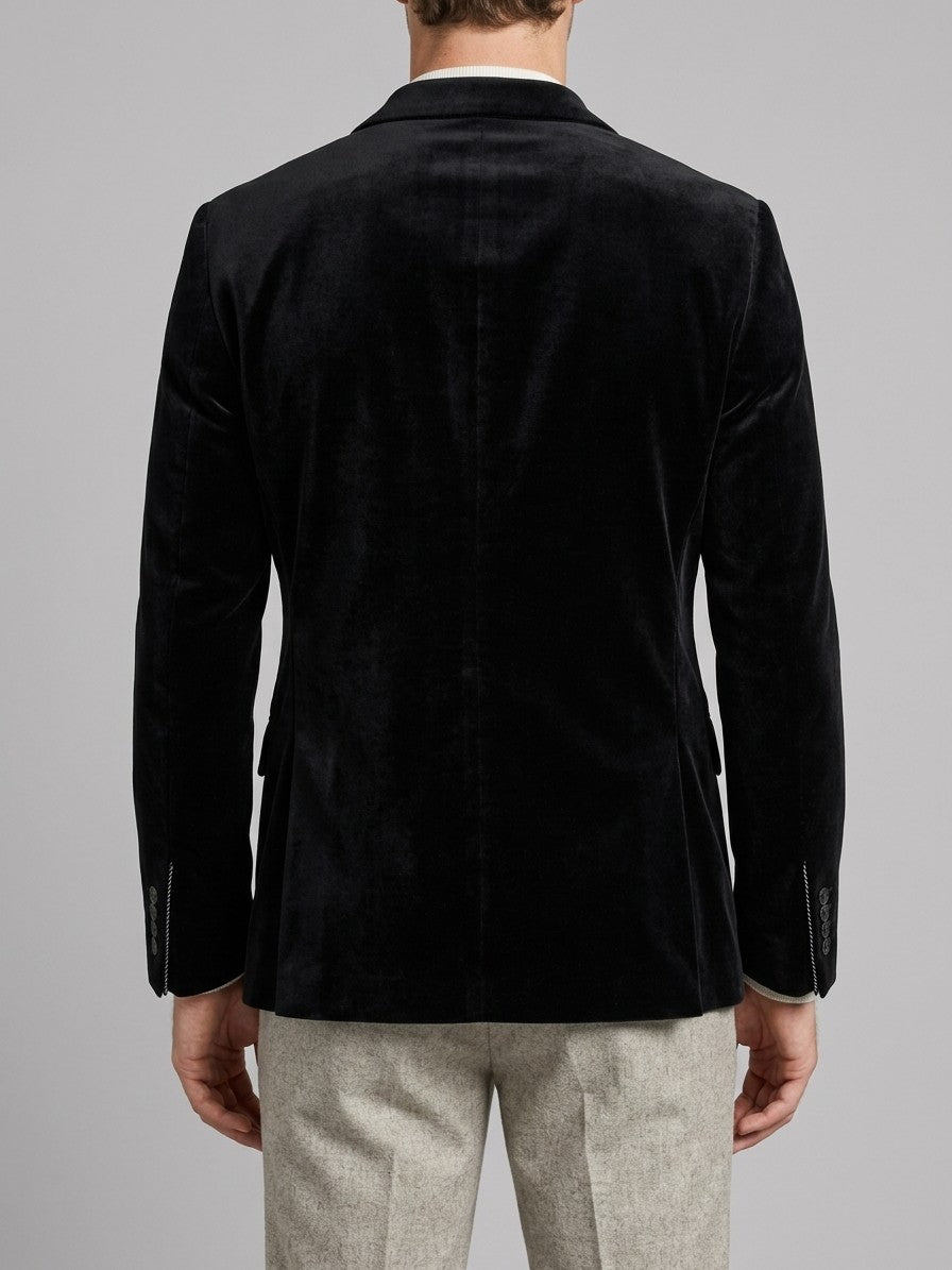 Pennabilli Men's Contrast-Trim Velvet Blazer — black — back