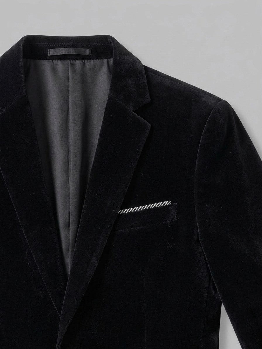 Pennabilli Men's Contrast-Trim Velvet Blazer — black — detail-2