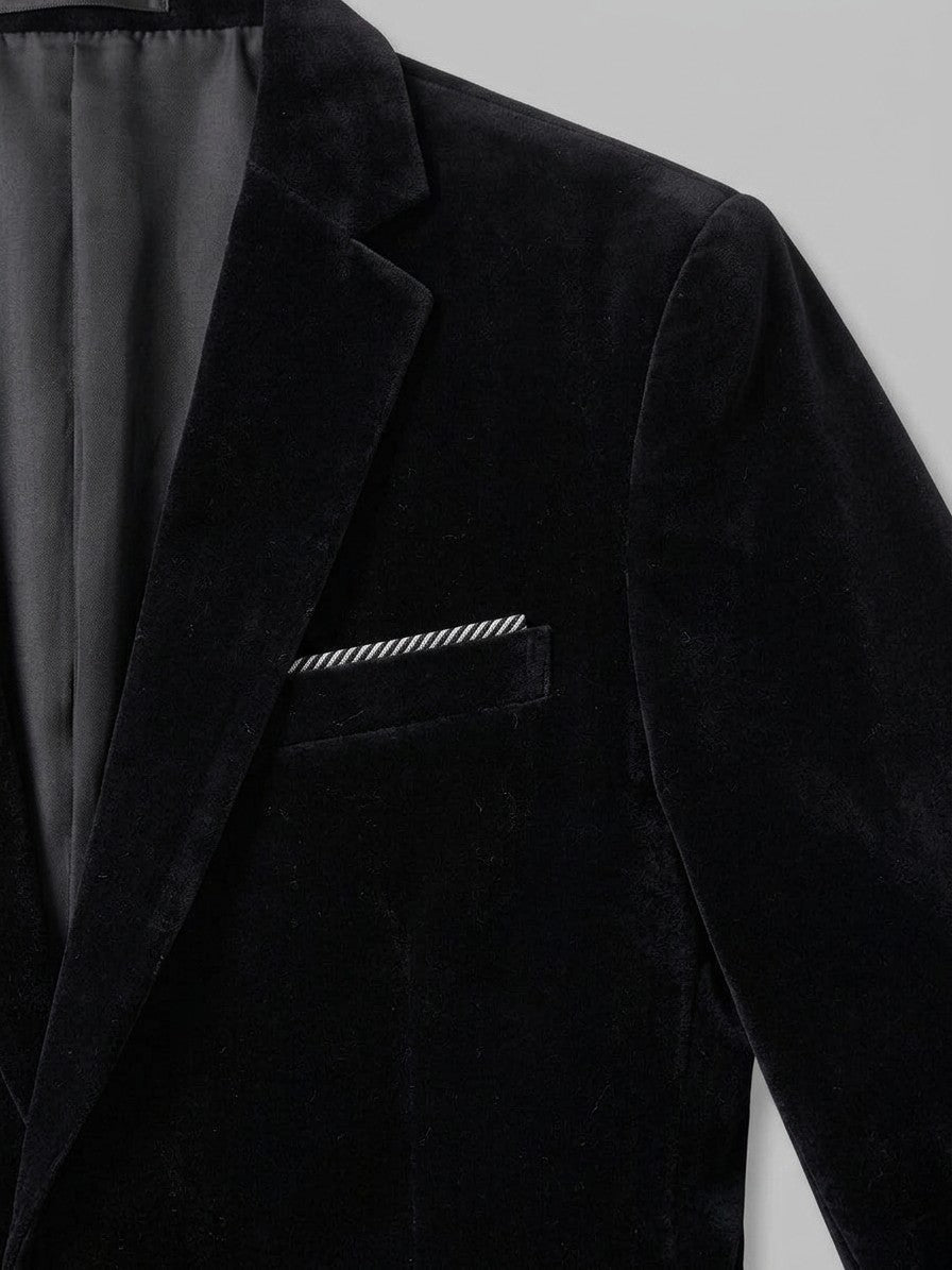 Pennabilli Men's Contrast-Trim Velvet Blazer — black — detail