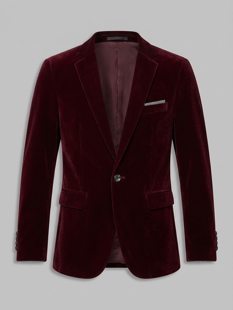 Pennabilli Men's Contrast-Trim Velvet Blazer — burgundy — packshot