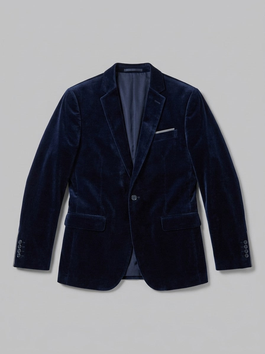 Pennabilli Men's Contrast-Trim Velvet Blazer — navy — packshot