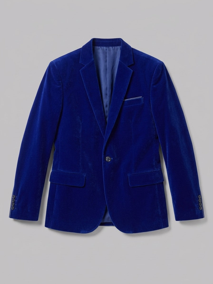Pennabilli Men's Contrast-Trim Velvet Blazer — royalblue — packshot