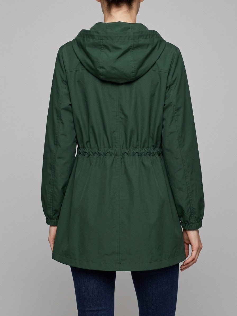 Pergola Women's Drawstring Waist Rain Jacket — darkgreen — back