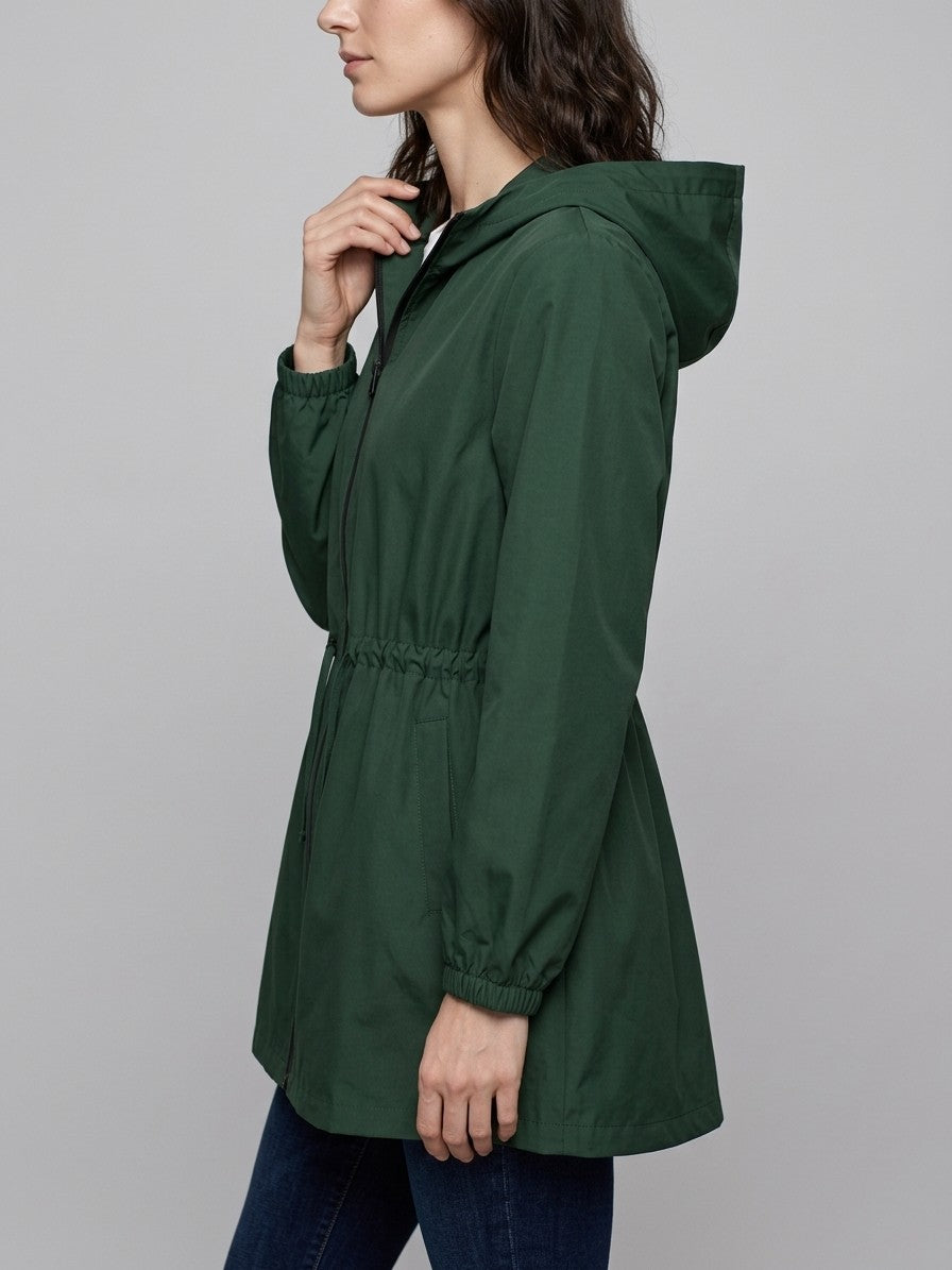 Pergola Women's Drawstring Waist Rain Jacket — darkgreen — side