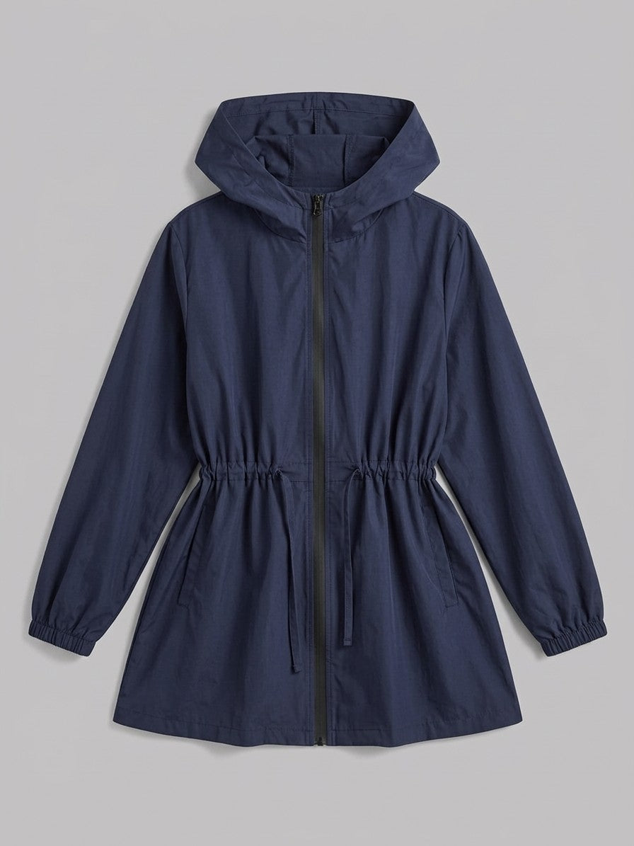 Pergola Women's Drawstring Waist Rain Jacket — navy — packshot