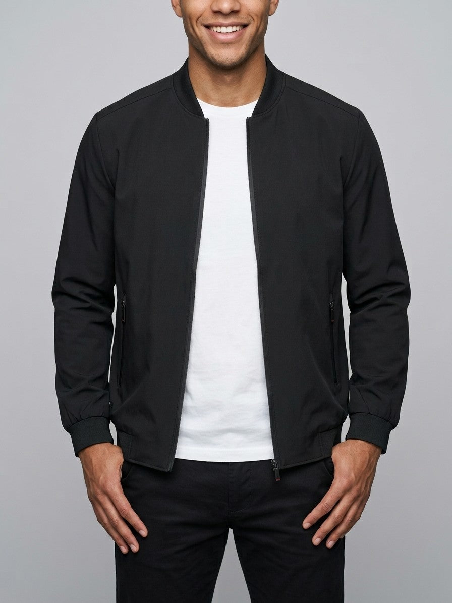 Pesaro Men's Full-Zip Bomber Jacket — black — front
