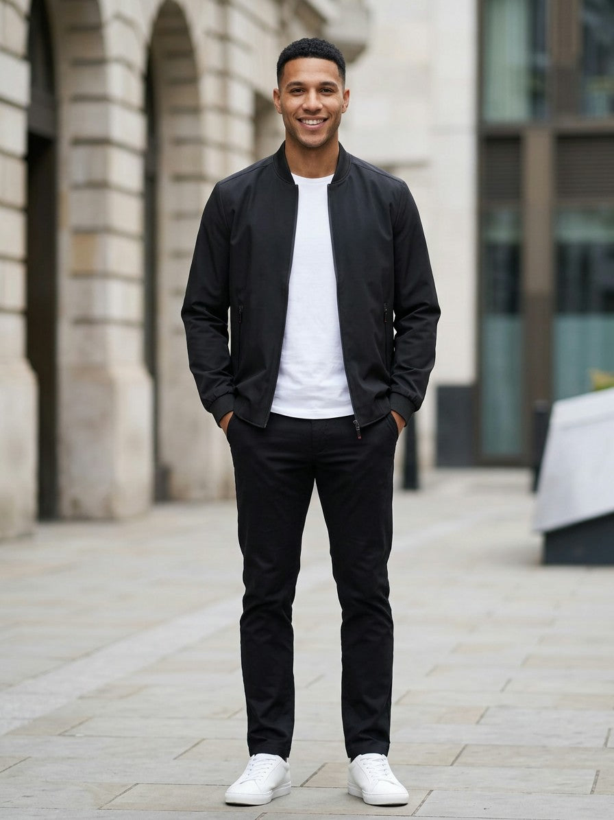 Pesaro Men's Full-Zip Bomber Jacket — black — lifestyle