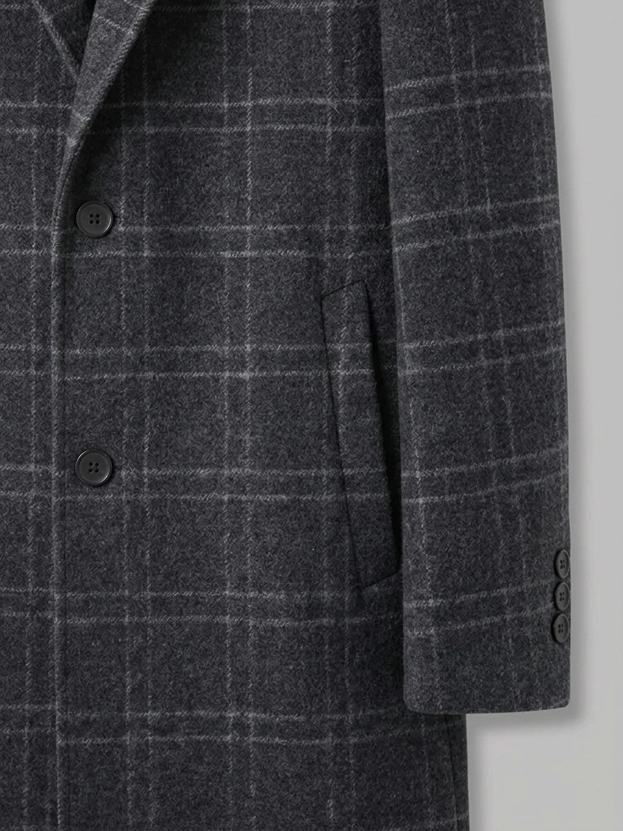 Pescara Men's Plaid Wool-Blend Overcoat — darkgray — detail-2