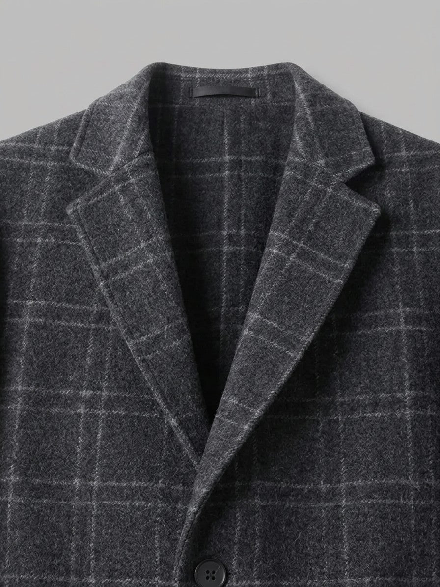 Pescara Men's Plaid Wool-Blend Overcoat — darkgray — detail