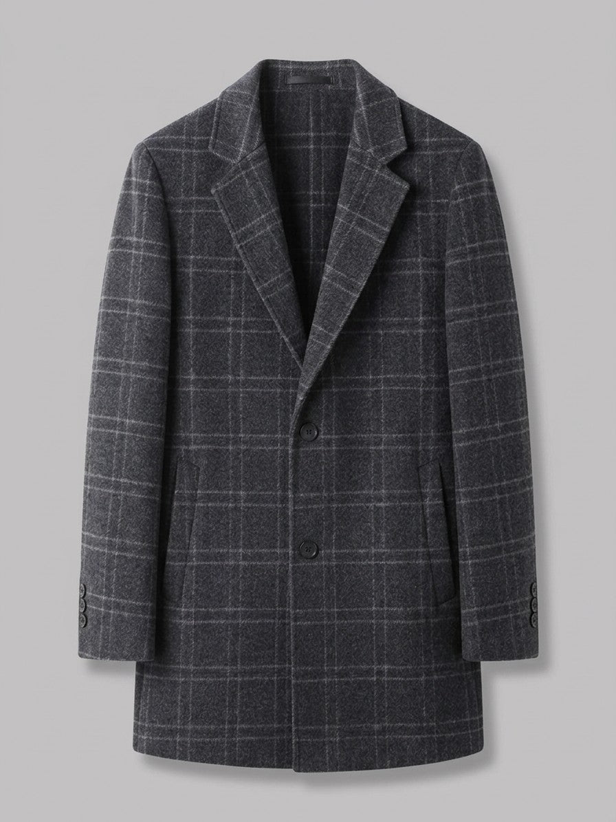Pescara Men's Plaid Wool-Blend Overcoat — darkgray — packshot