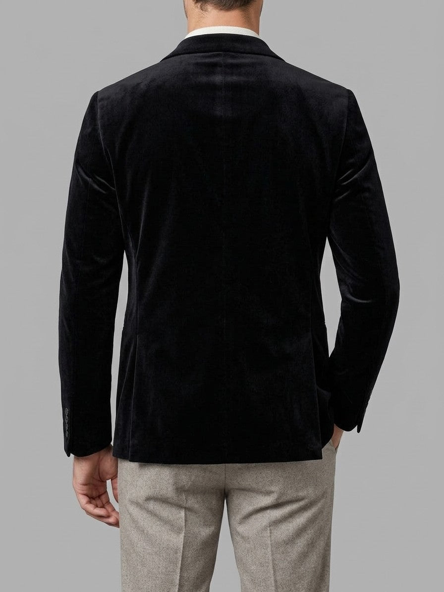 Pescasseroli Men's Slant-Pocket Velvet Blazer — black — back