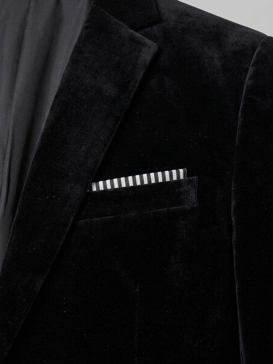 Pescasseroli Men's Slant-Pocket Velvet Blazer — black — detail