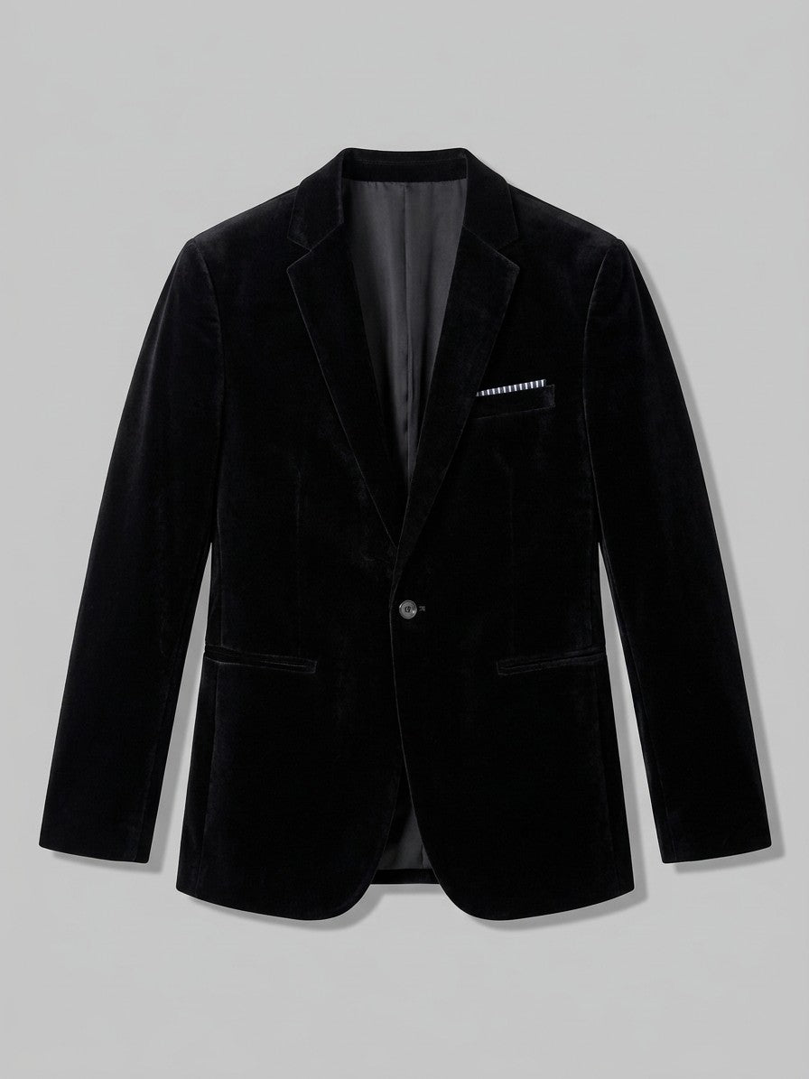 Pescasseroli Men's Slant-Pocket Velvet Blazer — black — packshot