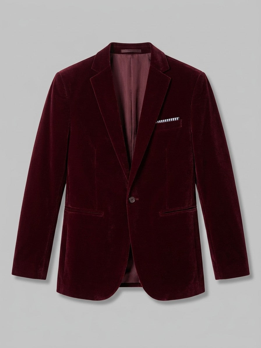 Pescasseroli Men's Slant-Pocket Velvet Blazer — burgundy — packshot
