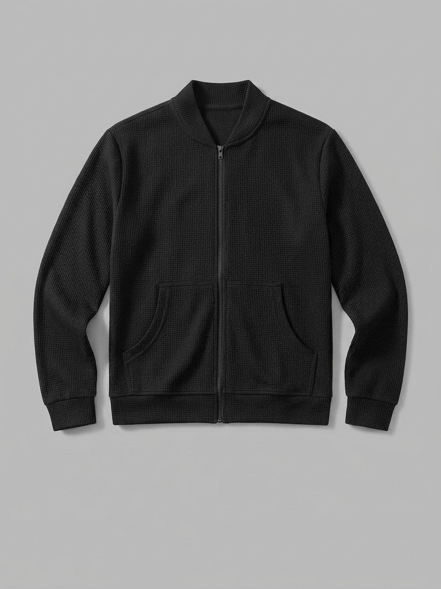 Peschiera Men's Waffle-Knit Jacket & Trousers Set — blacktop — packshot