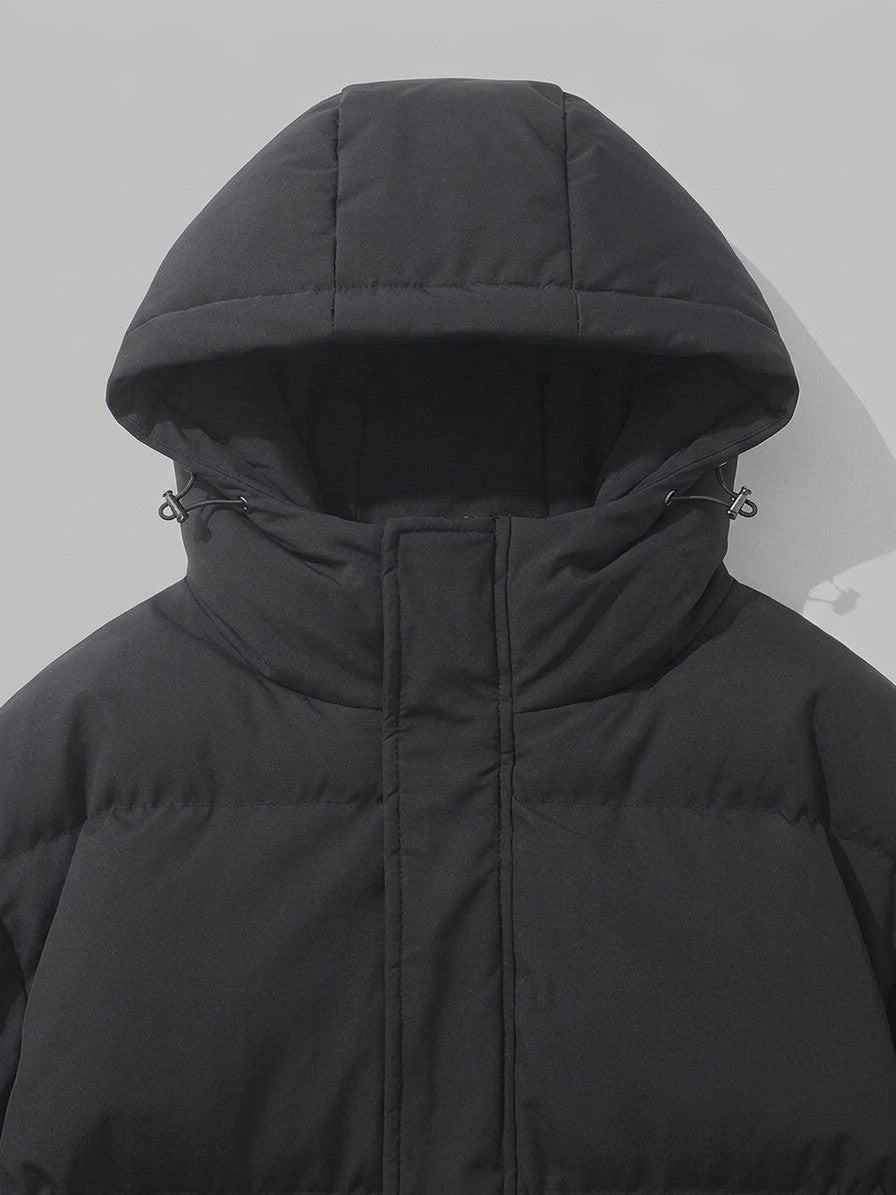 Pescina Men's Hooded Quilted Puffer Jacket — black — detail