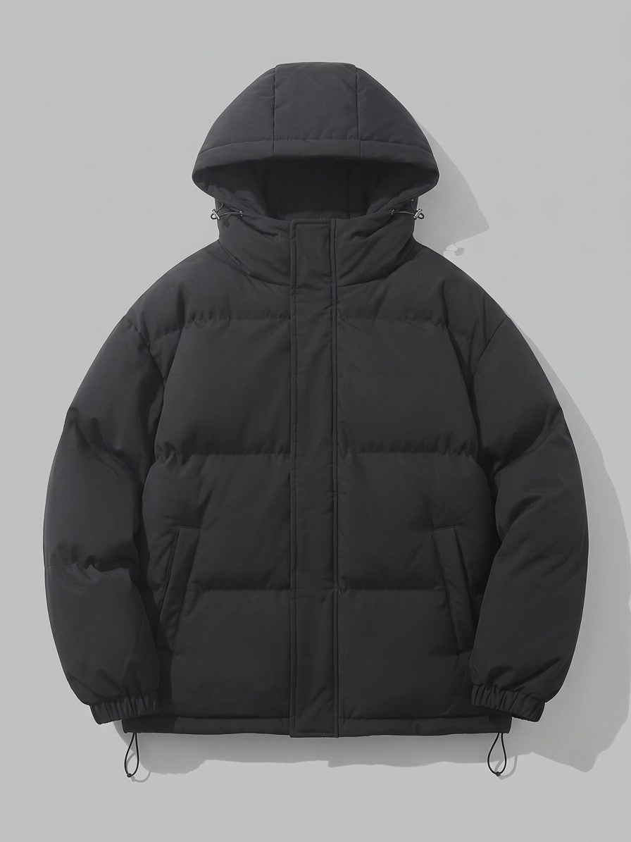 Pescina Men's Hooded Quilted Puffer Jacket — black — packshot