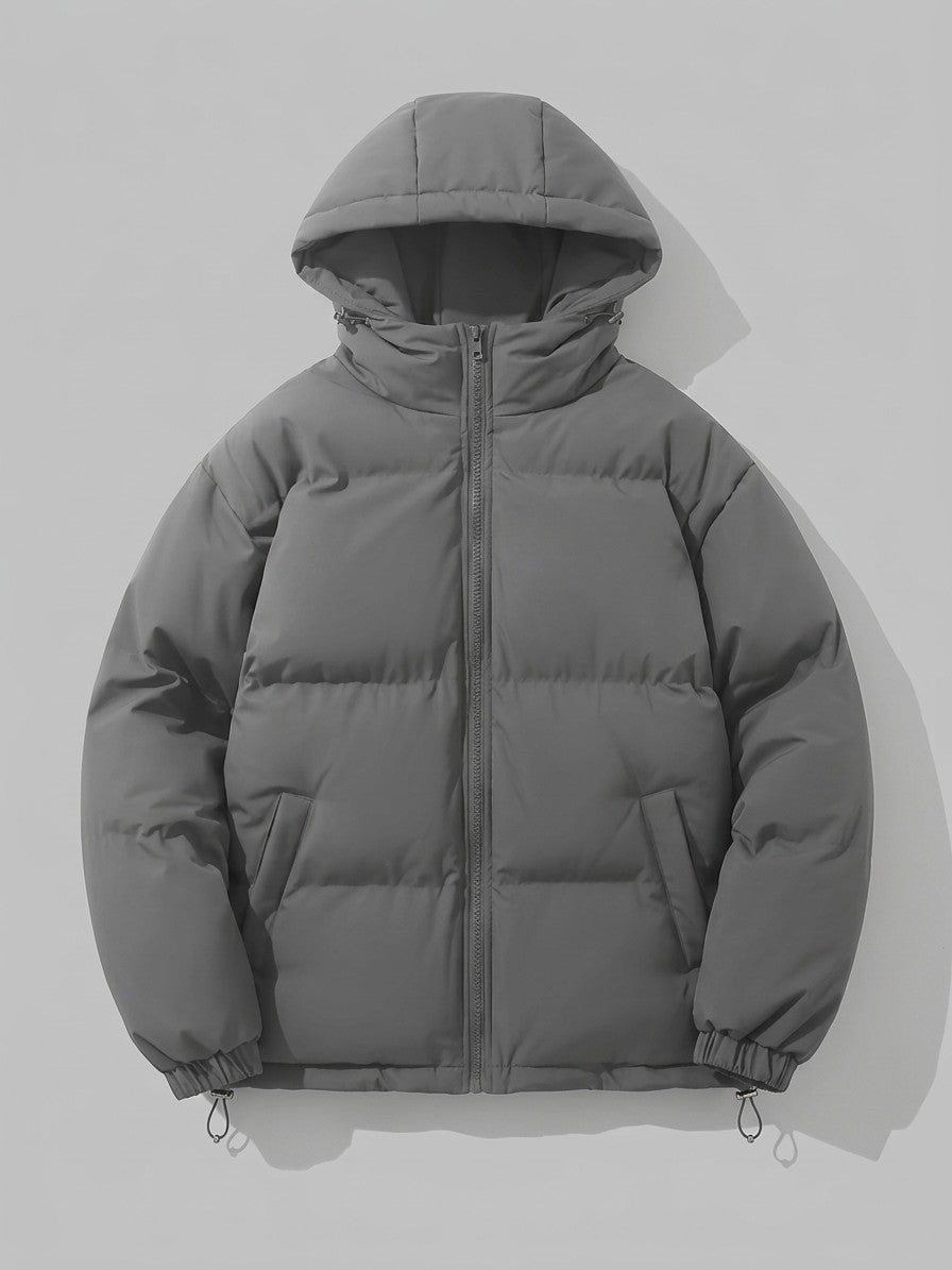 Pescina Men's Hooded Quilted Puffer Jacket — grey — packshot