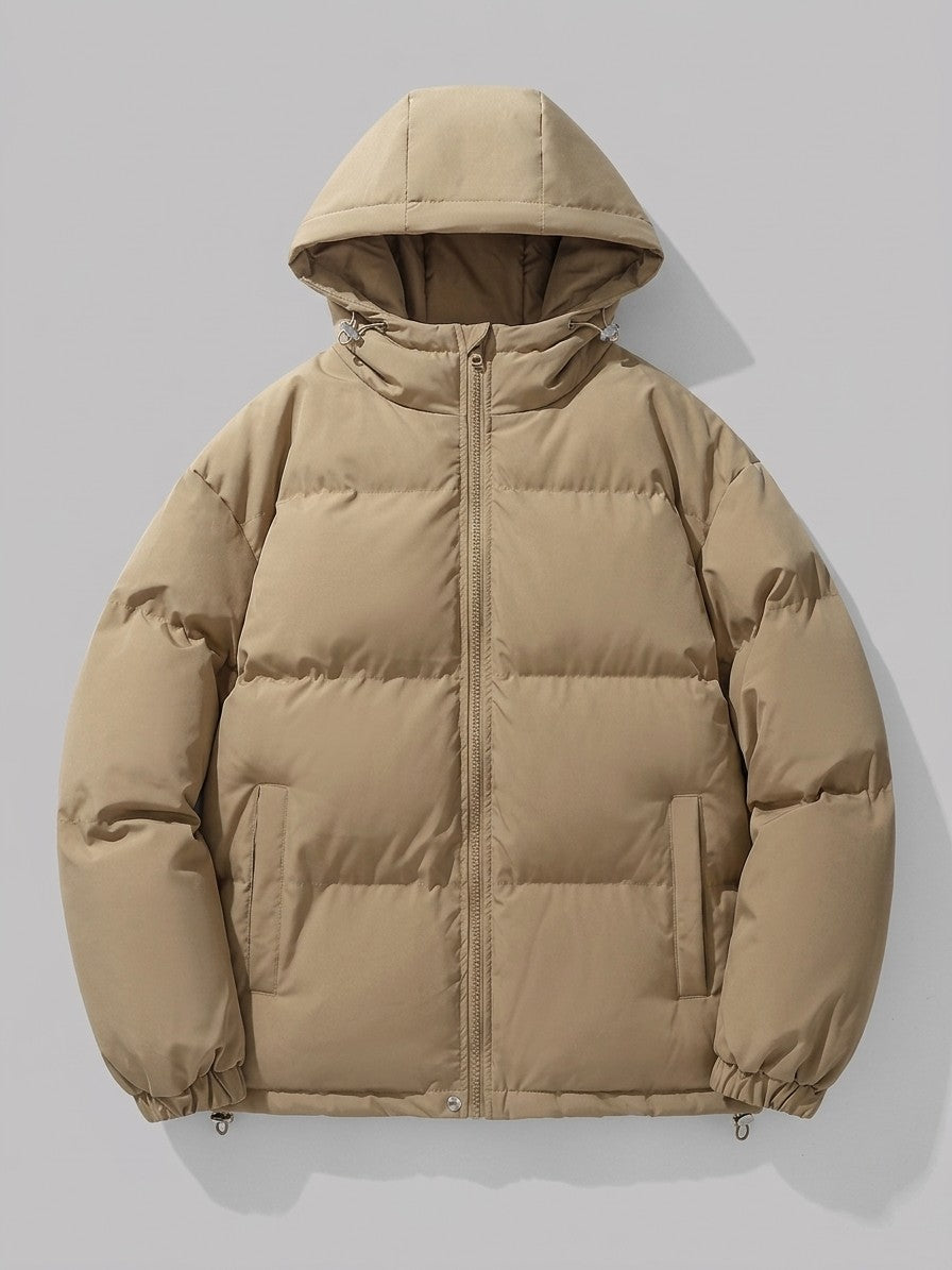 Pescina Men's Hooded Quilted Puffer Jacket — khaki — packshot