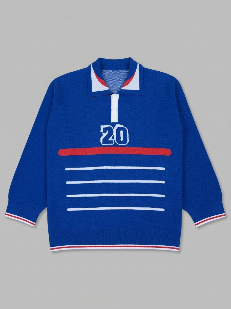 Petralia Men's Harlequin Diamond Knit Polo — blue — packshot
