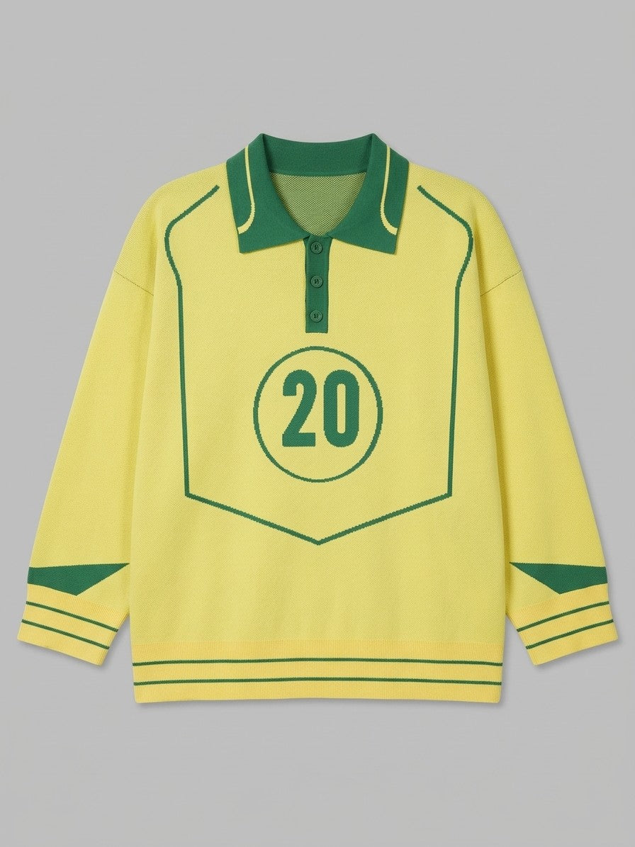 Petralia Men's Harlequin Diamond Knit Polo — yellow — packshot