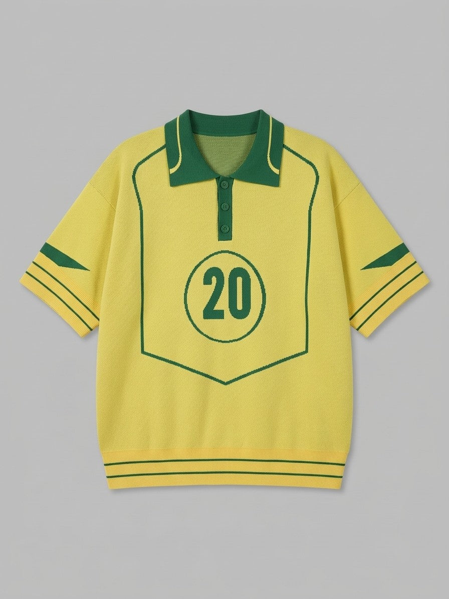 Petralia Men's Harlequin Diamond Knit Polo — yellowshortsleeve — packshot
