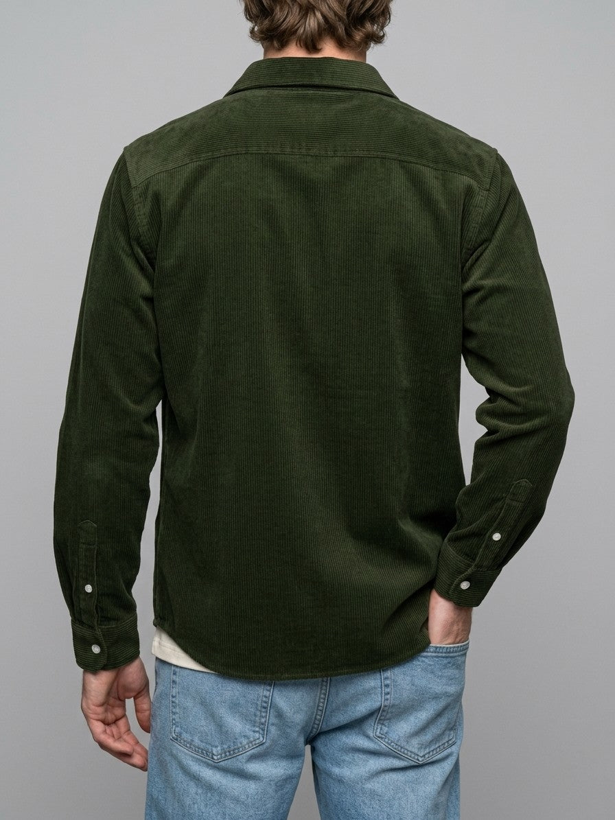 Pienza Men's Corduroy Overshirt — armygreen — back