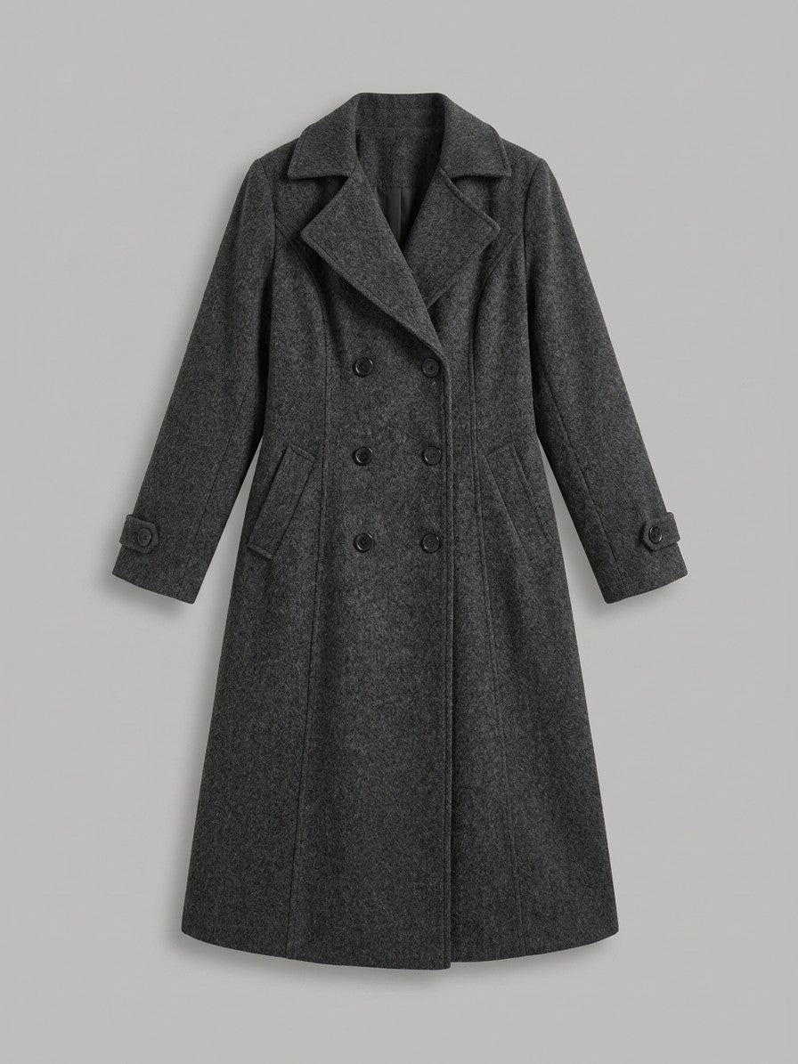 Pietrasanta Women's Double-Breasted Longline Coat — darkgray — packshot