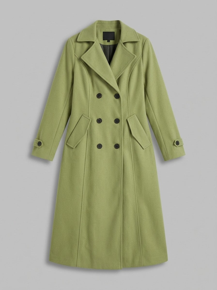Pietrasanta Women's Double-Breasted Longline Coat — green — packshot