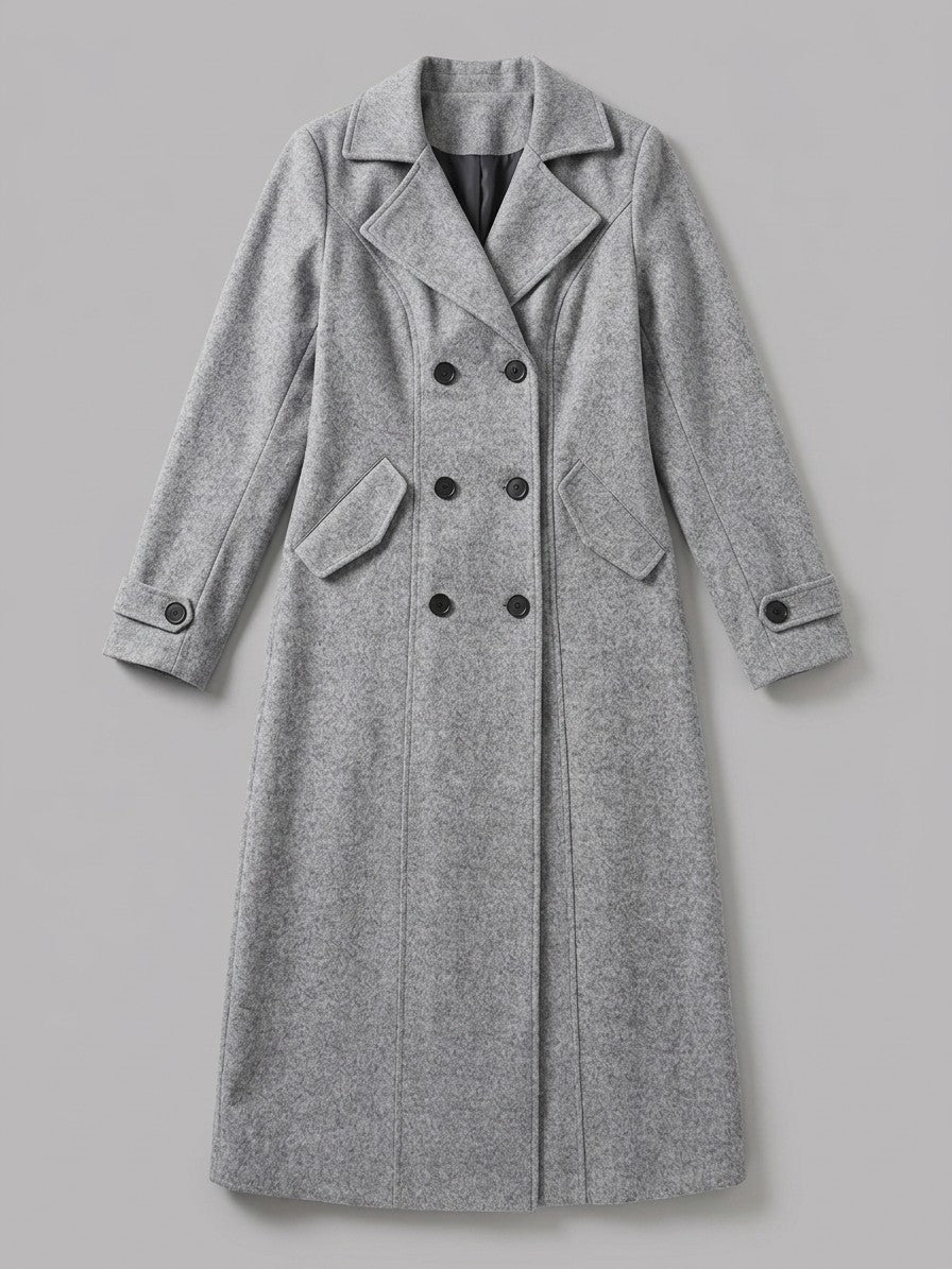 Pietrasanta Women's Double-Breasted Longline Coat — lightgray — packshot