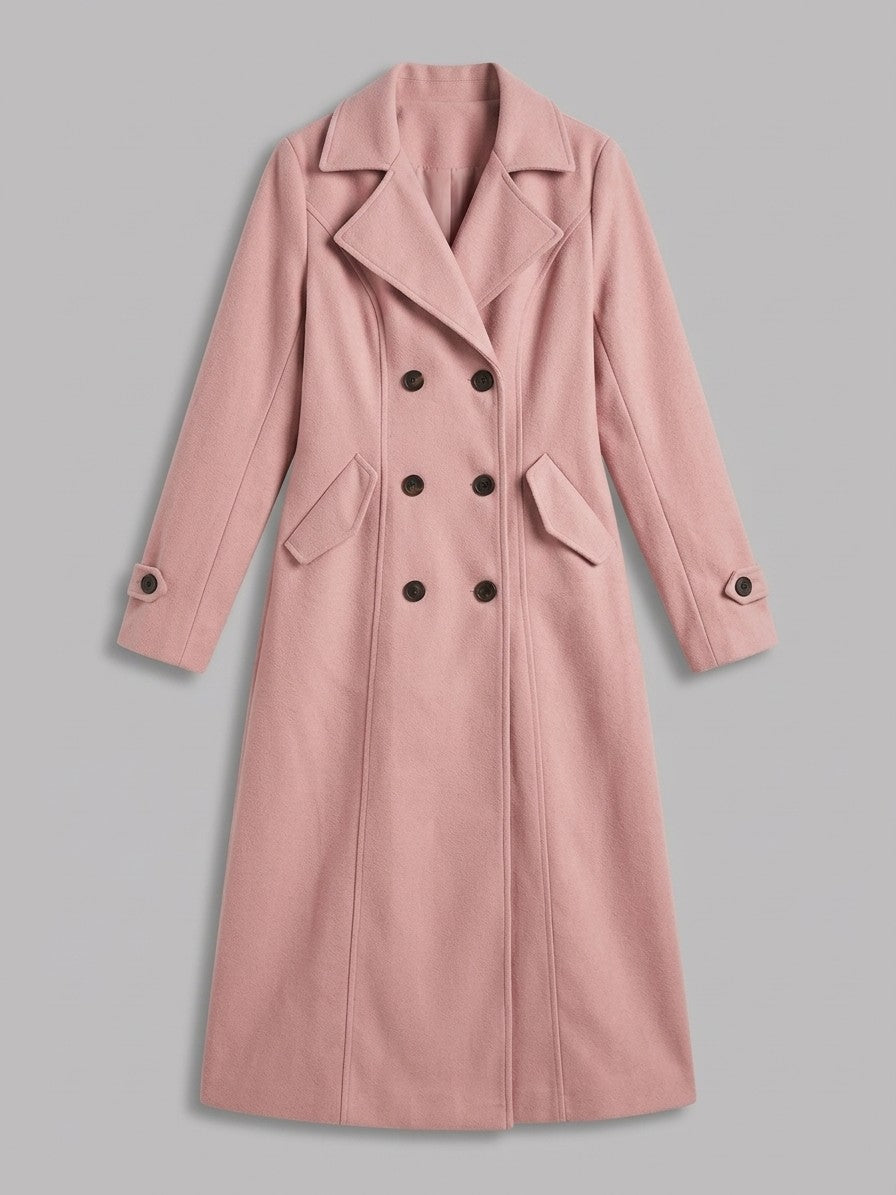 Pietrasanta Women's Double-Breasted Longline Coat — pink — packshot