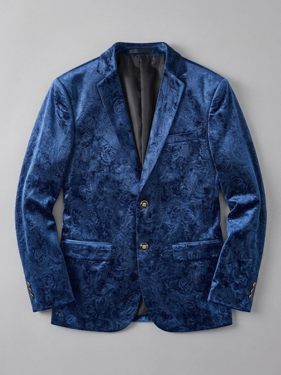Piobbico Men's Paisley Jacquard Velvet Blazer — blue — packshot