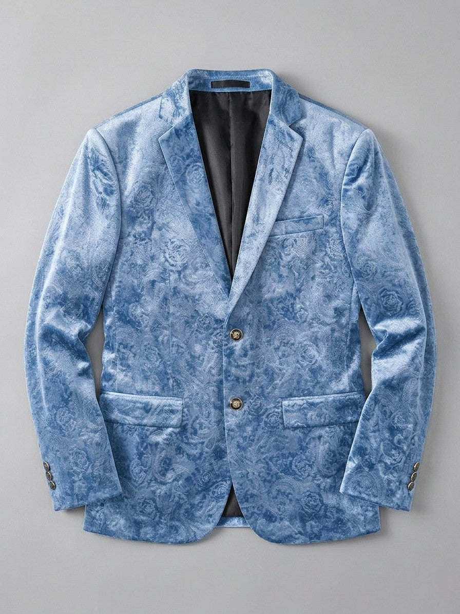 Piobbico Men's Paisley Jacquard Velvet Blazer — lightblue — packshot