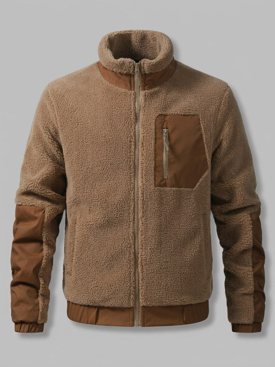 Piombino Men's Paneled Sherpa Zip Jacket — brown — packshot