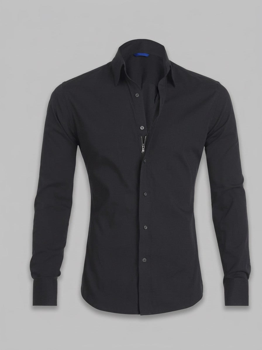 Pisa Men's Classic Long-Sleeve Dress Shirt — black — packshot