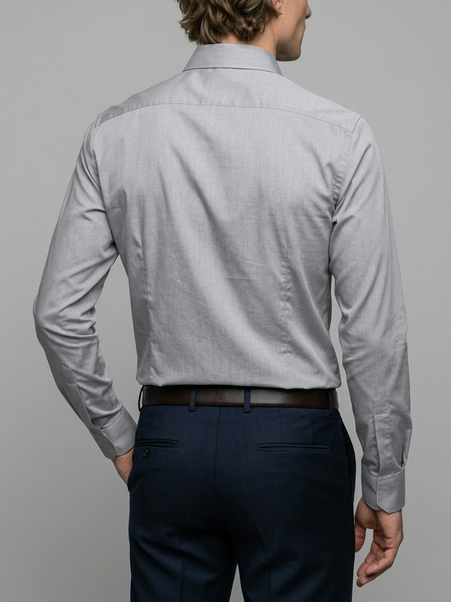 Pisa Men's Classic Long-Sleeve Dress Shirt — gray — back