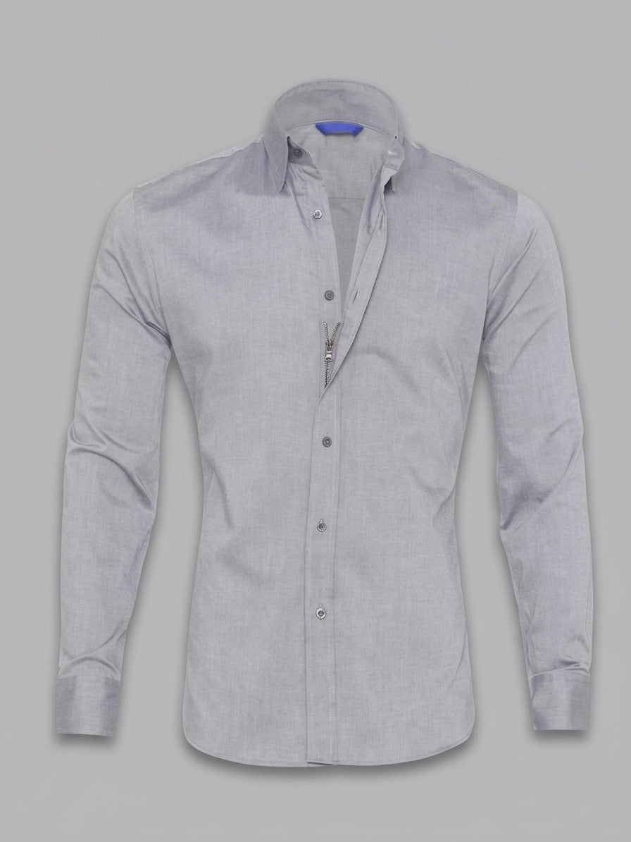 Pisa Men's Classic Long-Sleeve Dress Shirt — gray — packshot
