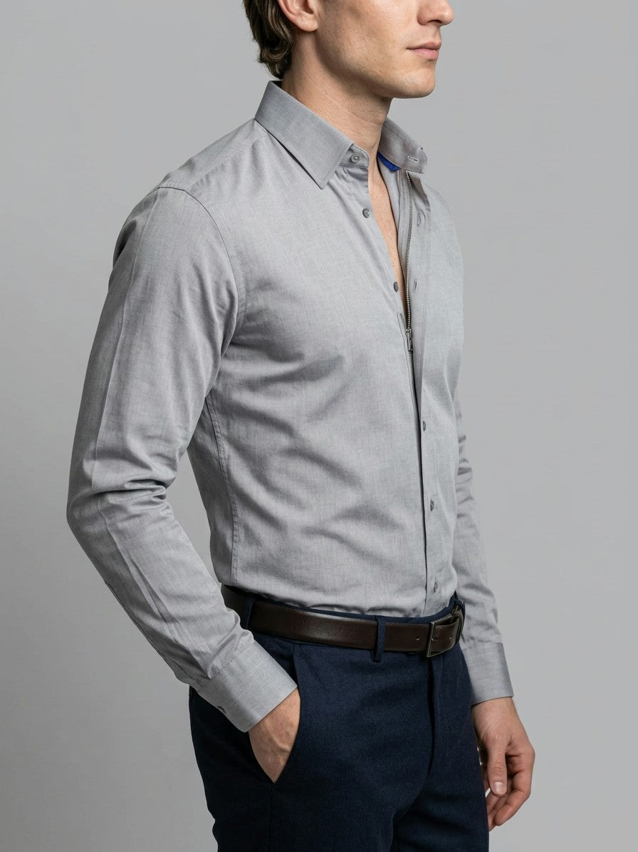 Pisa Men's Classic Long-Sleeve Dress Shirt — gray — side