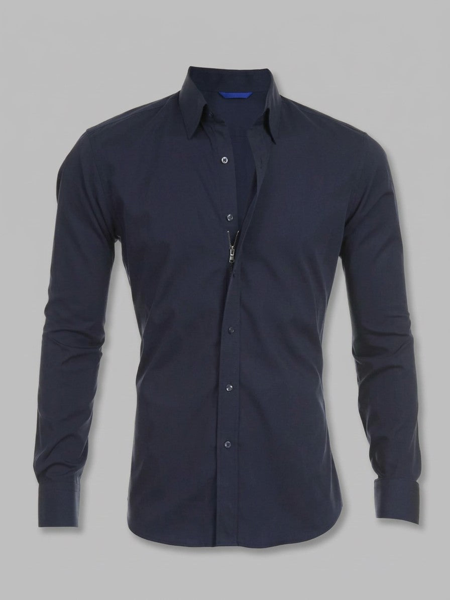 Pisa Men's Classic Long-Sleeve Dress Shirt — navy — packshot