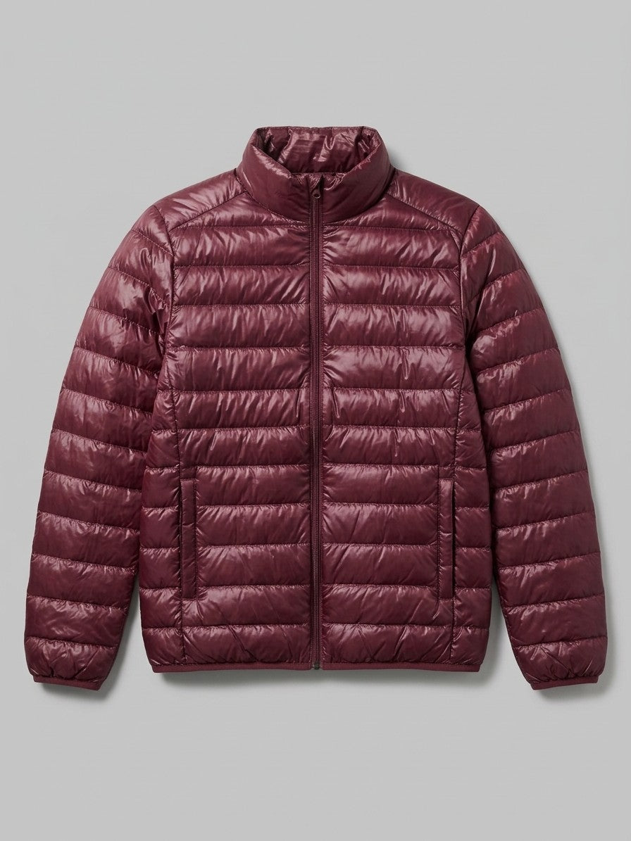 Pisticci Men's Lightweight Stand-Collar Puffer Jacket — burgundy — packshot