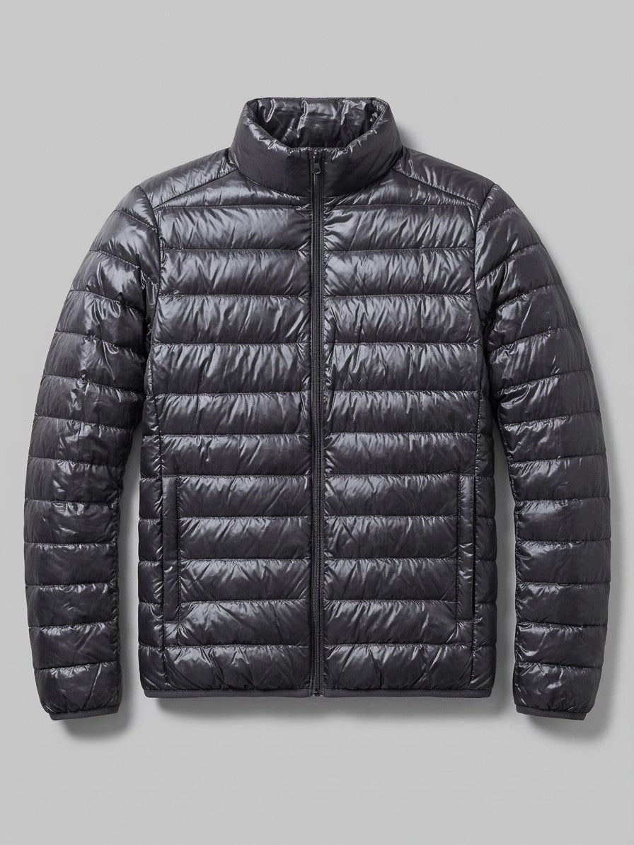 Pisticci Men's Lightweight Stand-Collar Puffer Jacket — charcoal — packshot
