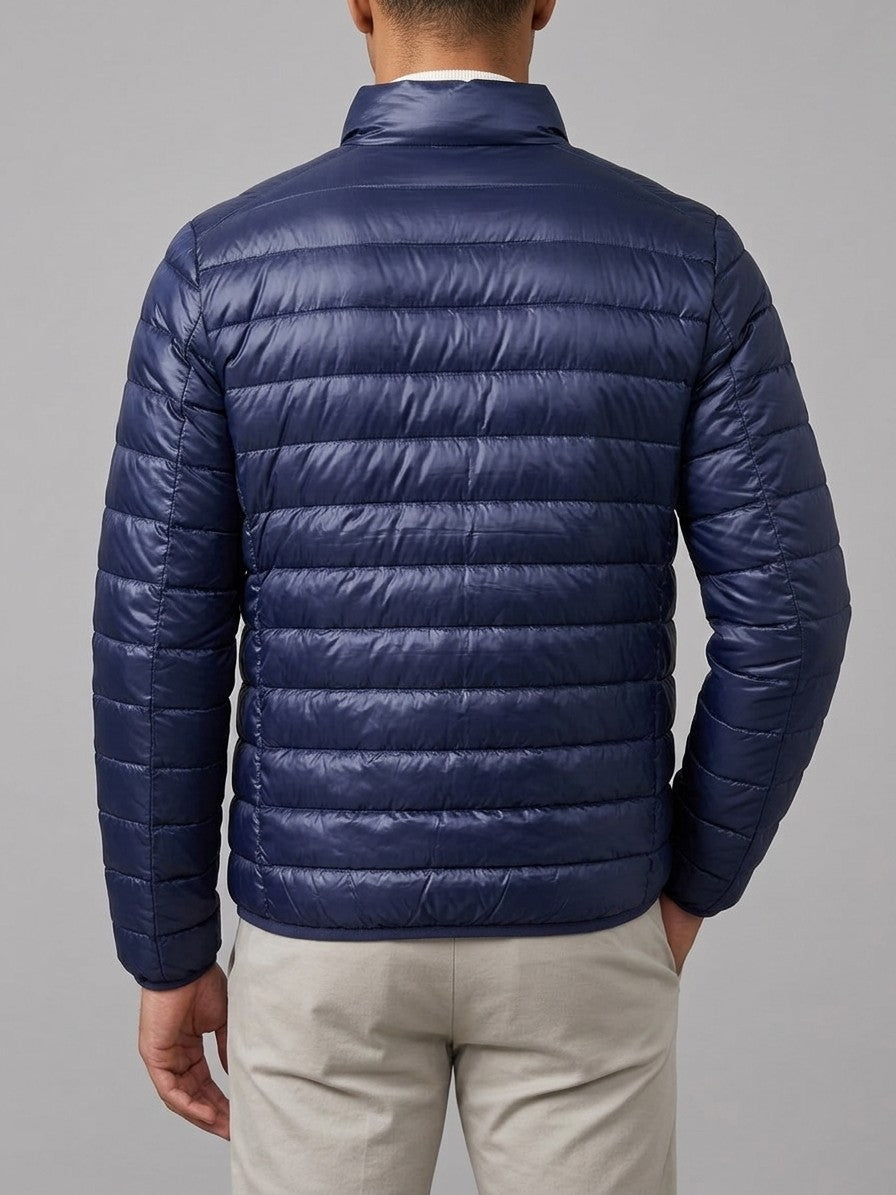 Pisticci Men's Lightweight Stand-Collar Puffer Jacket — navy — back