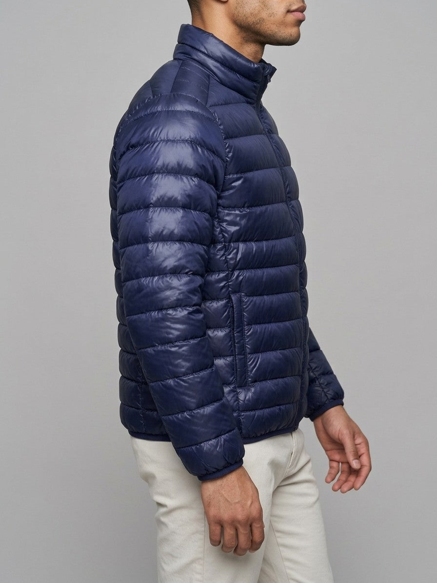 Pisticci Men's Lightweight Stand-Collar Puffer Jacket — navy — side