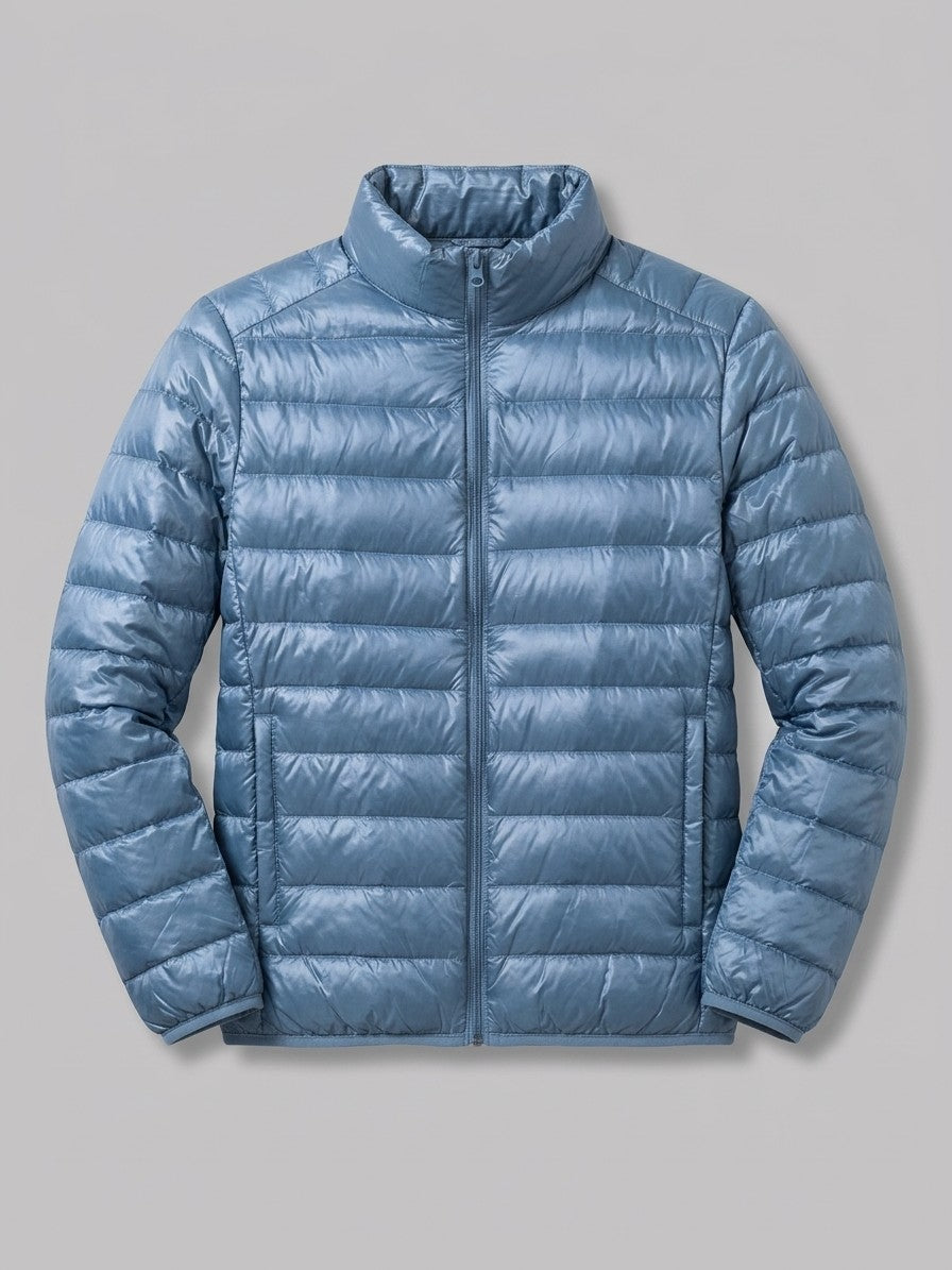 Pisticci Men's Lightweight Stand-Collar Puffer Jacket — steelblue — packshot