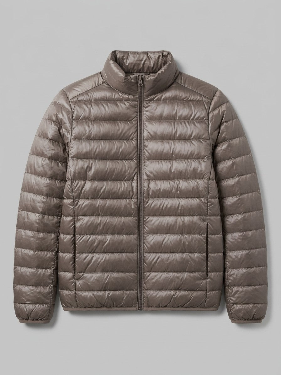 Pisticci Men's Lightweight Stand-Collar Puffer Jacket — taupe — packshot
