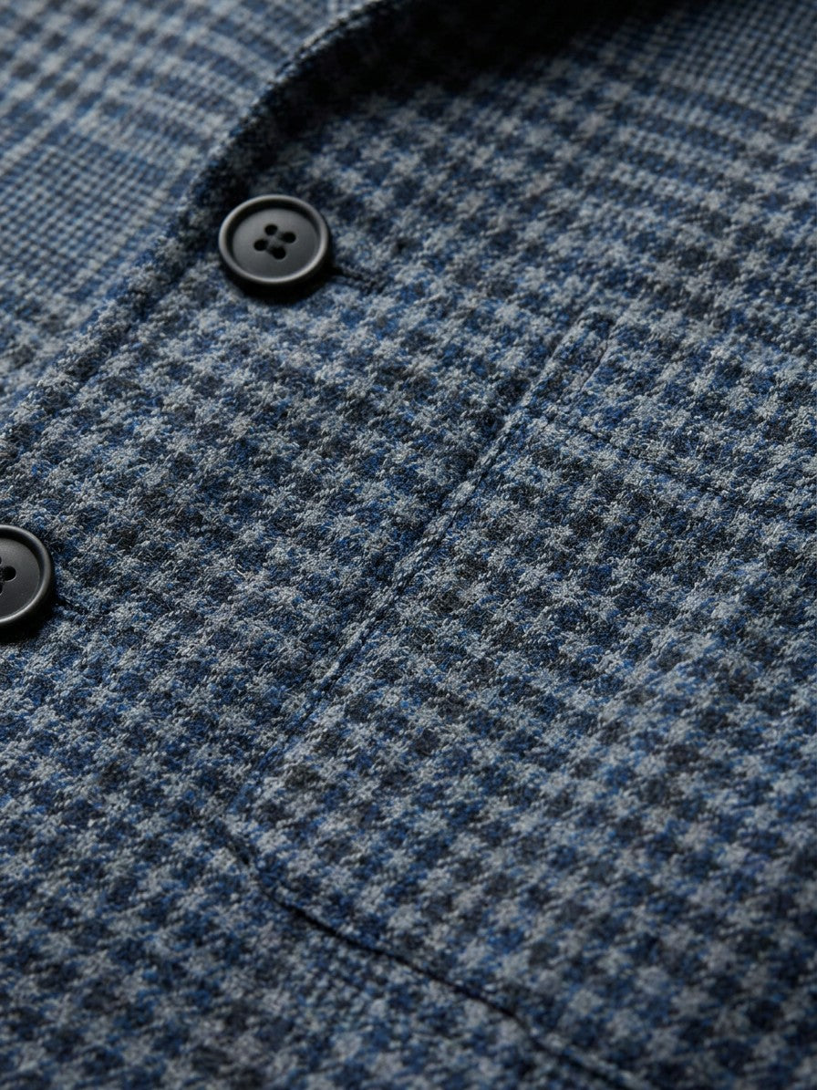 Pistoia Men's Wool-Blend Check Blazer — bluegrid — detail