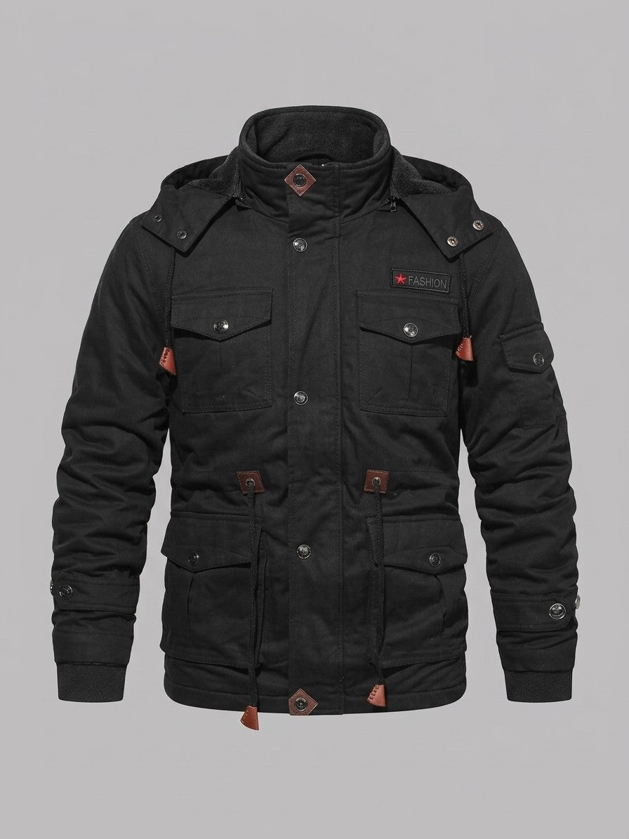 Pitigliano Men's Fleece-Lined Military Field Jacket — black — packshot