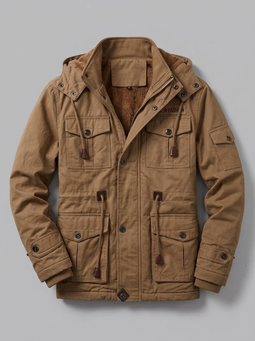 Pitigliano Men's Fleece-Lined Military Field Jacket — khaki — packshot