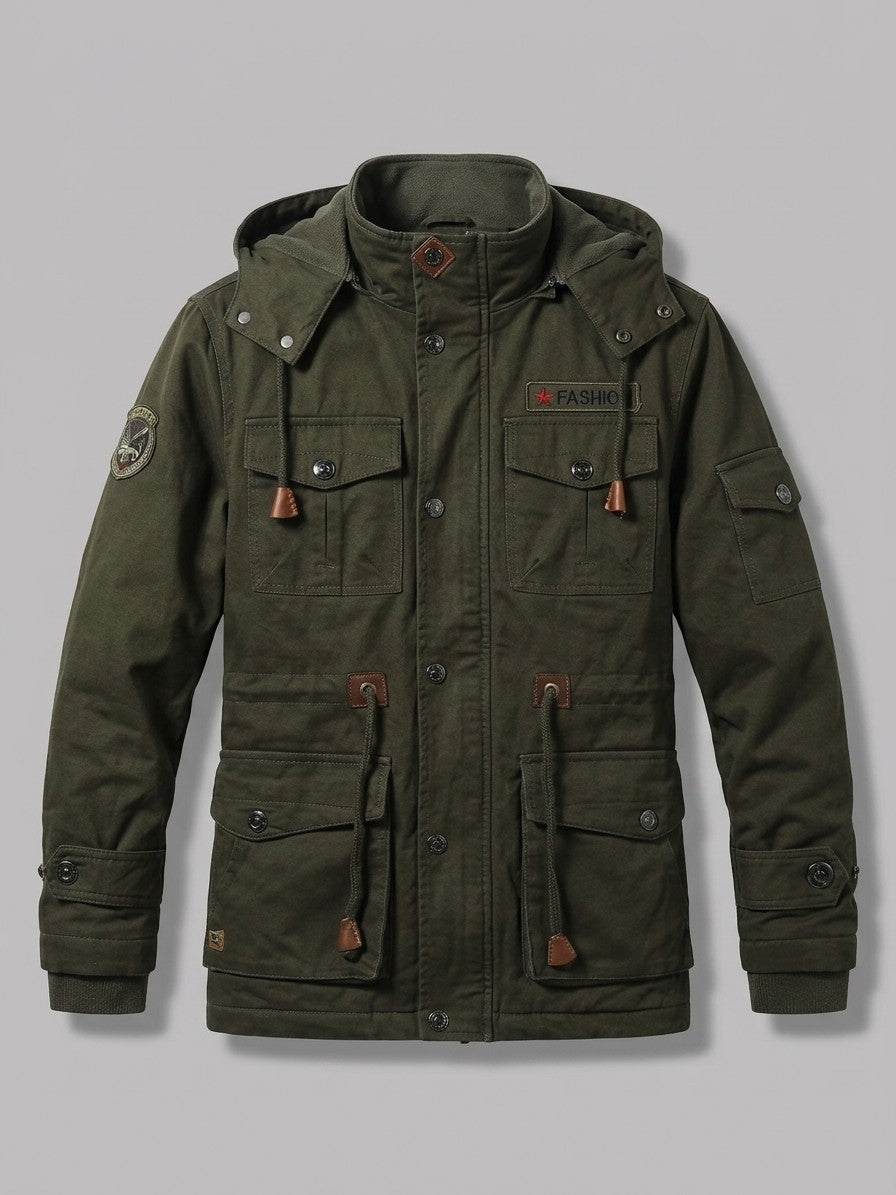 Pitigliano Men's Fleece-Lined Military Field Jacket — olive — packshot